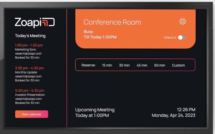 meeting room booking tablet and software